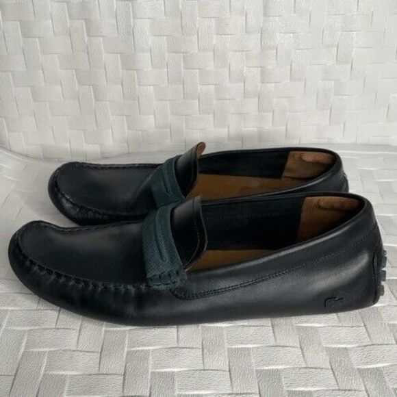 Lacoste Men\'s Size 11.5 Concours Black Leather Slip On Moccasins Driving Loafers main image 9